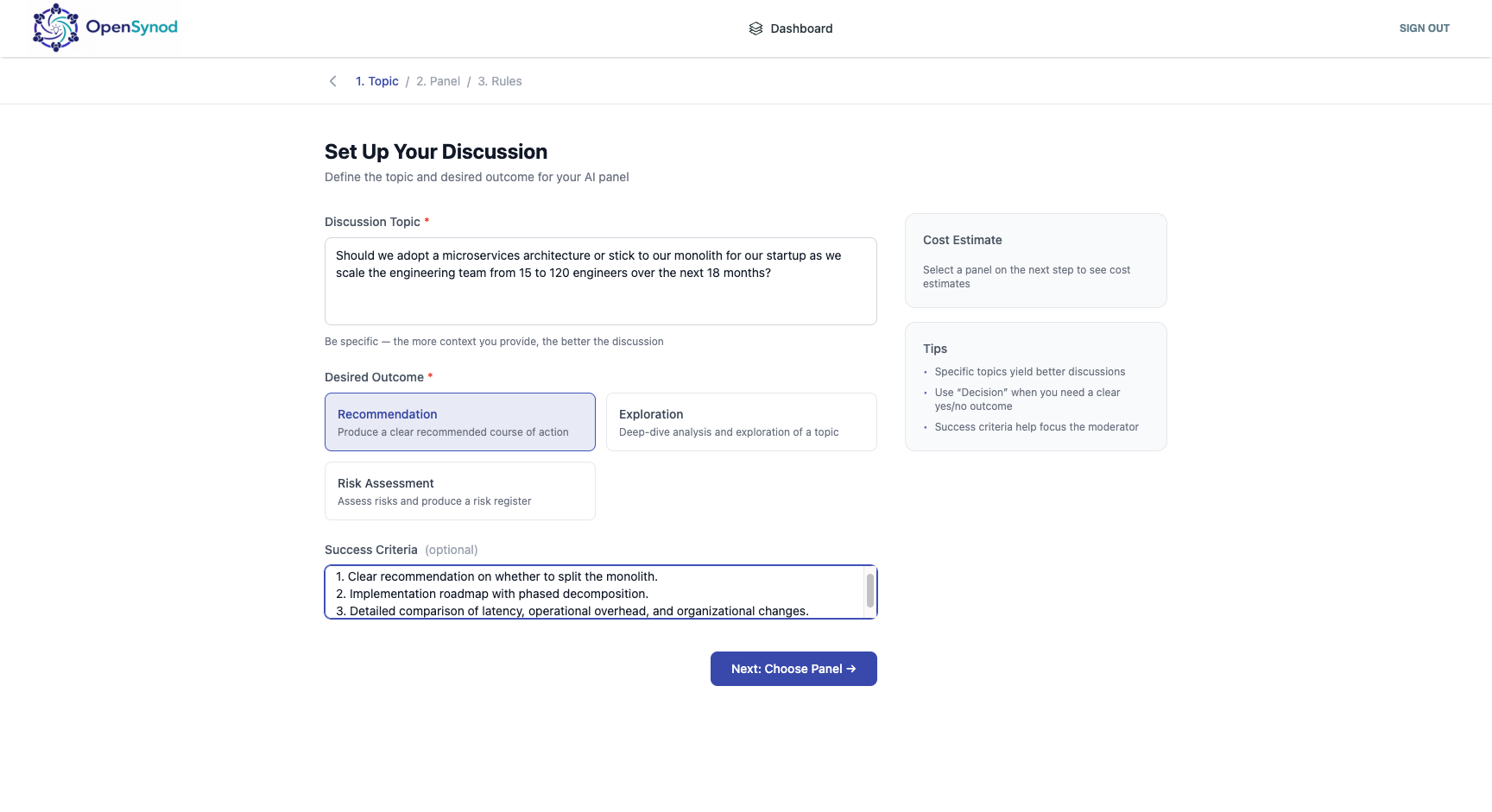 Topic Setup — Filled